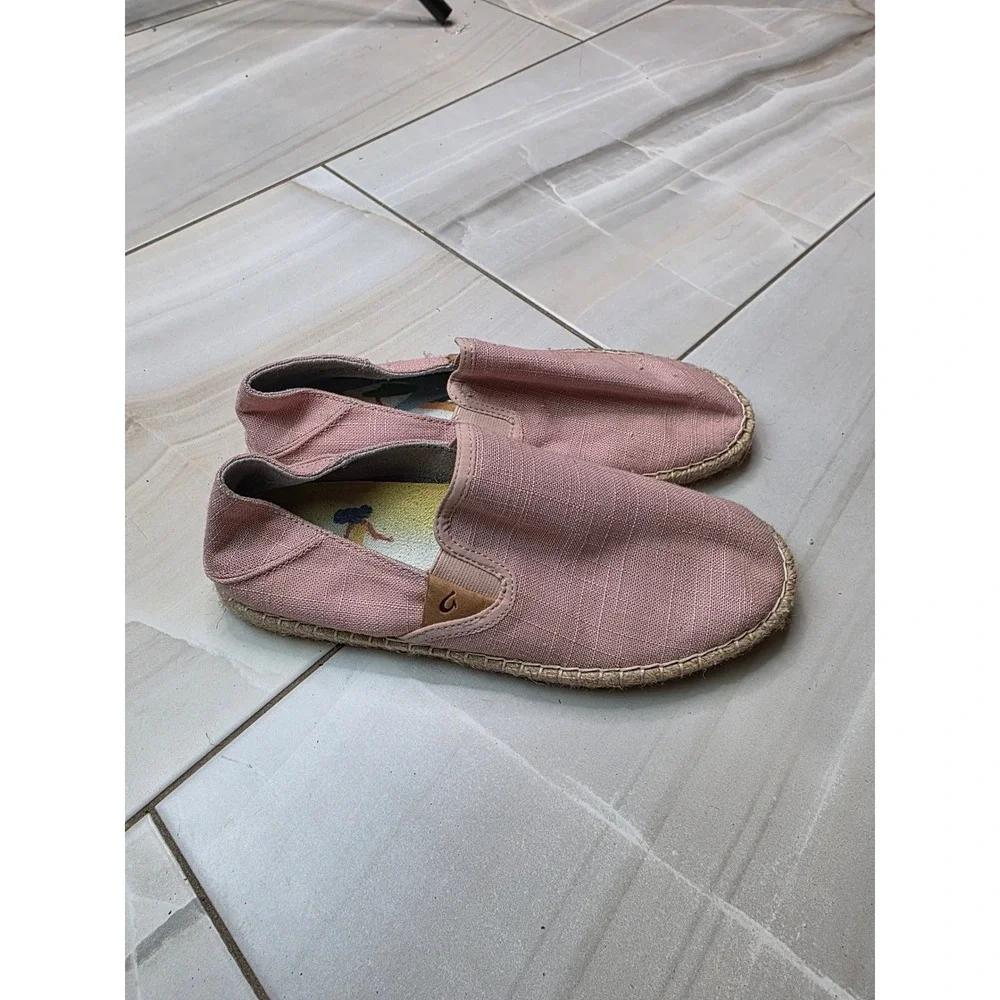 Olukai Kaula Pa'a Kapa Pink Espadrille Slip On Shoes 20449-4L4L‎ Womens 8 A3